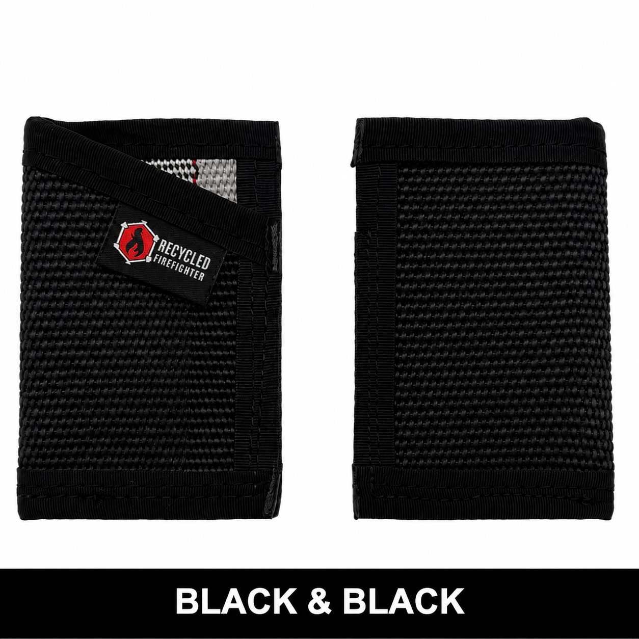 Sergeant Slim Wallet in Black fire hose with Black binding, no cash strap