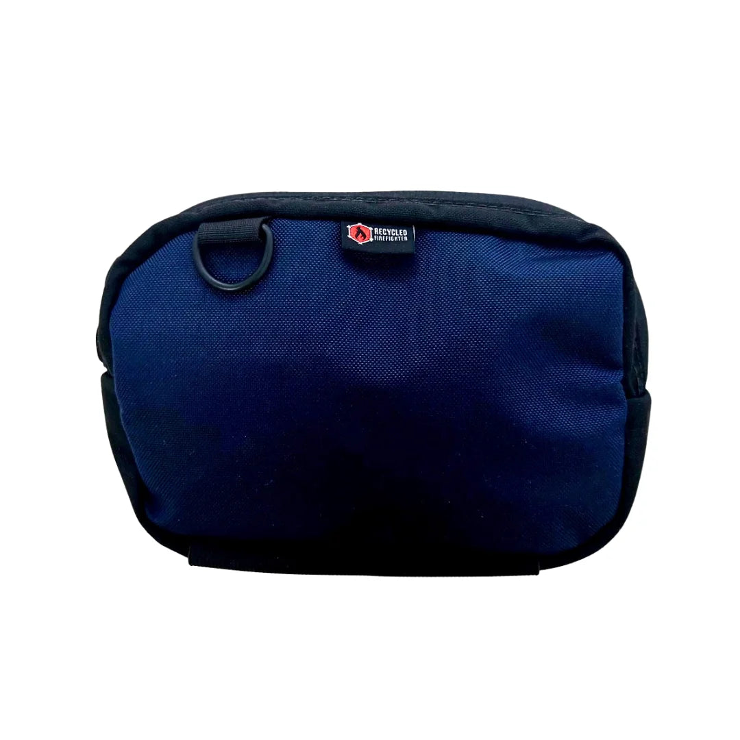 Classic navy TrailHound Fanny Pack by Recycled Firefighter. Timeless professional color provides waist-mounted gear organization.