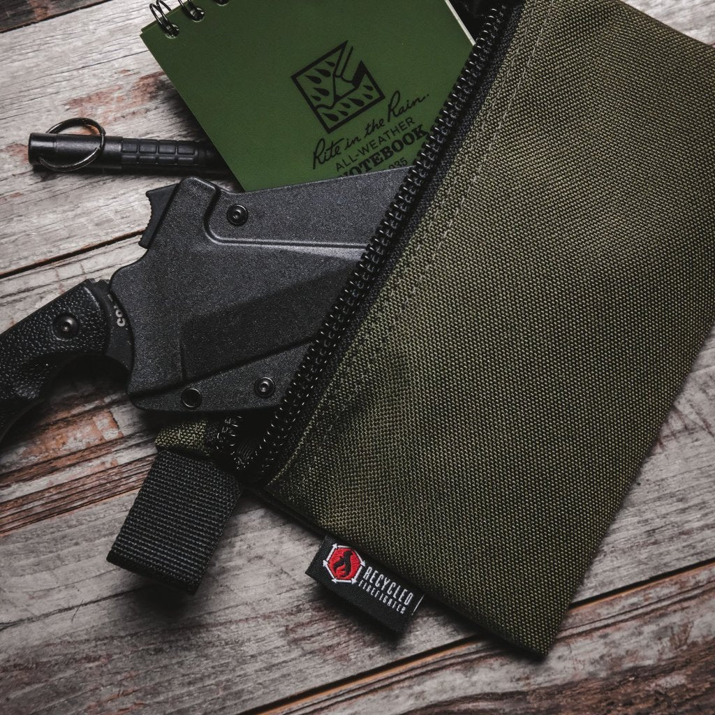Flat Zippered Gear Pouch Medium Recycled Firefighter