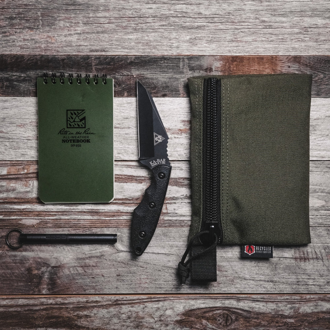 Flat Zippered Gear Pouch Medium Recycled Firefighter