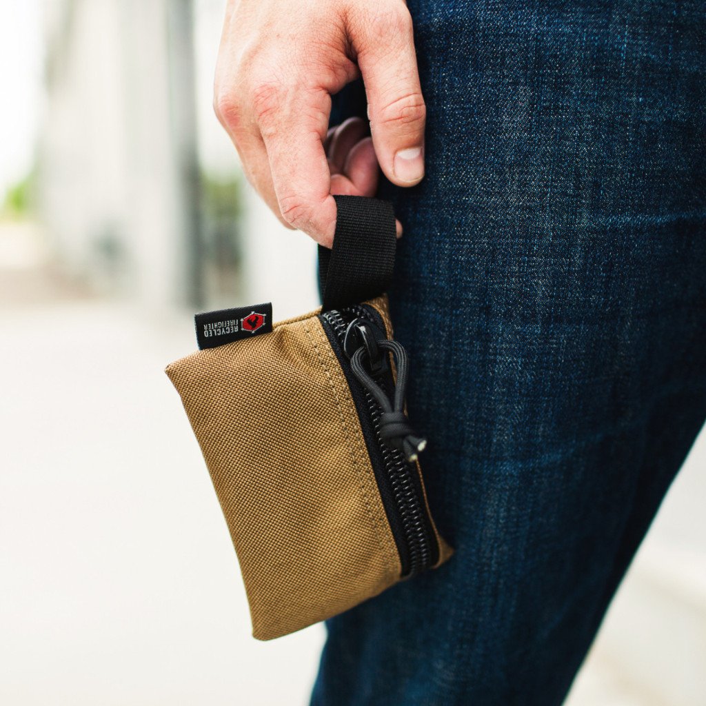 Flat Zippered Gear Pouch Small Recycledfirefighter Brown