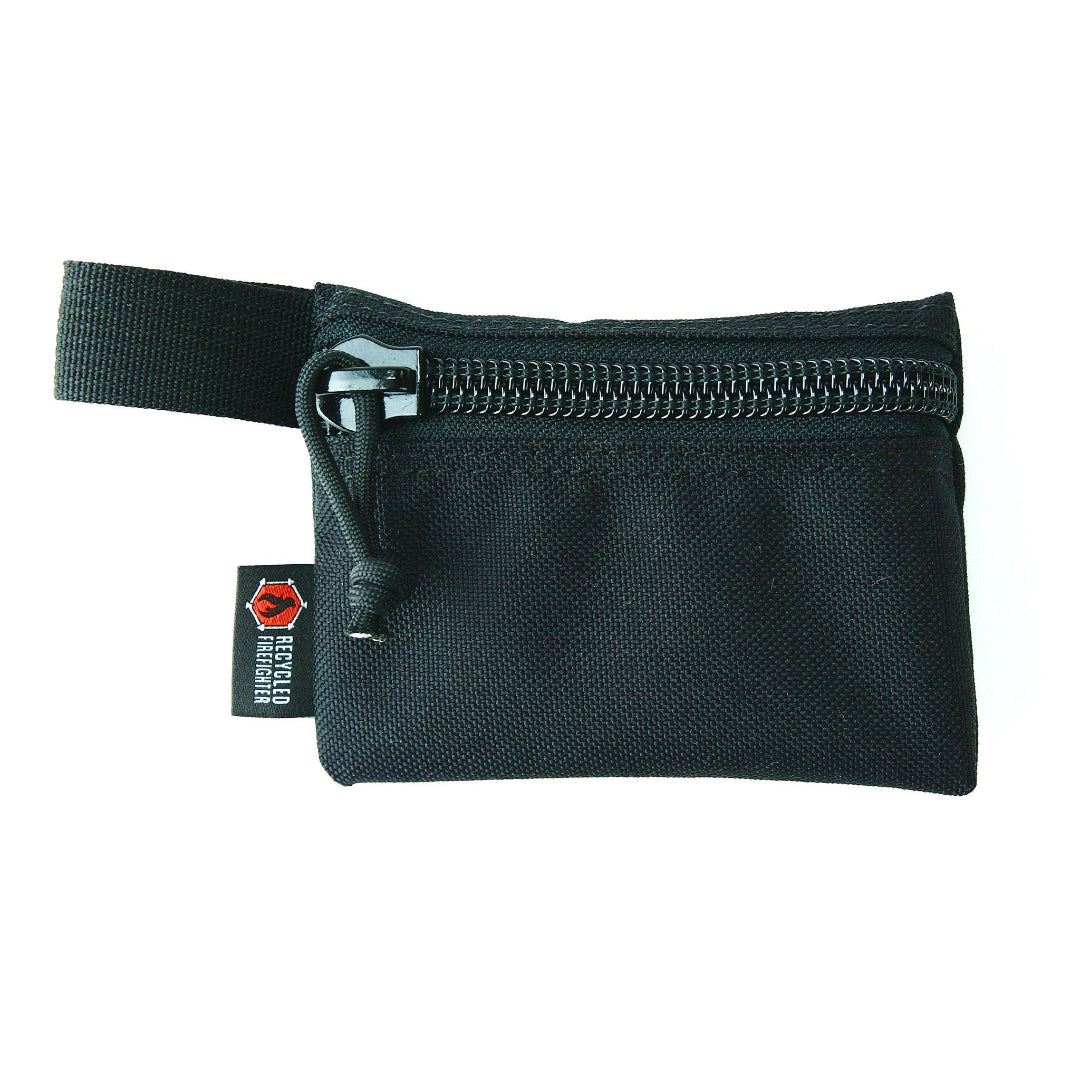 Flat Zippered Gear Pouch Small Black Recycledfirefighter