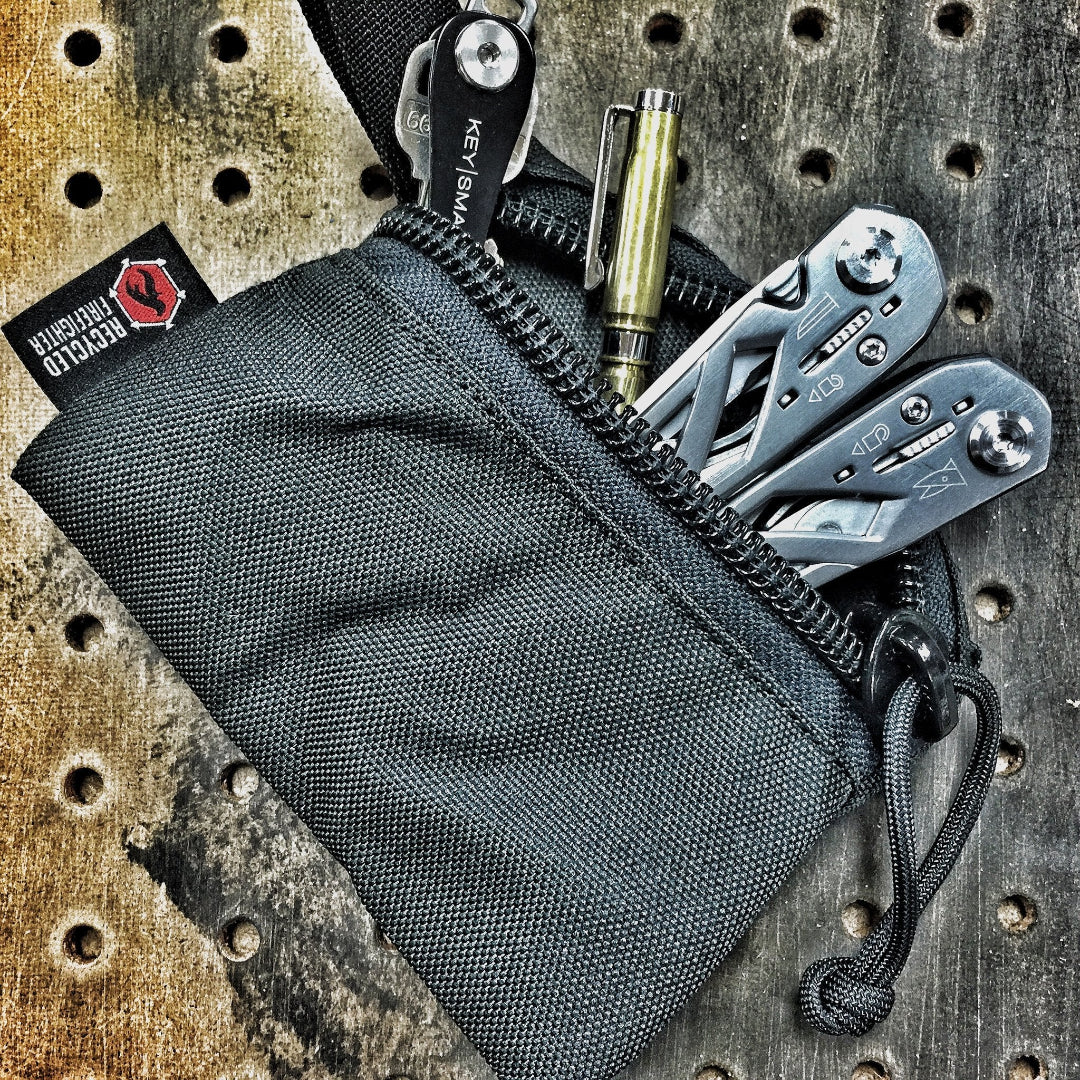 Flat Zippered Gear Pouch Small Recycledfirefighter Black