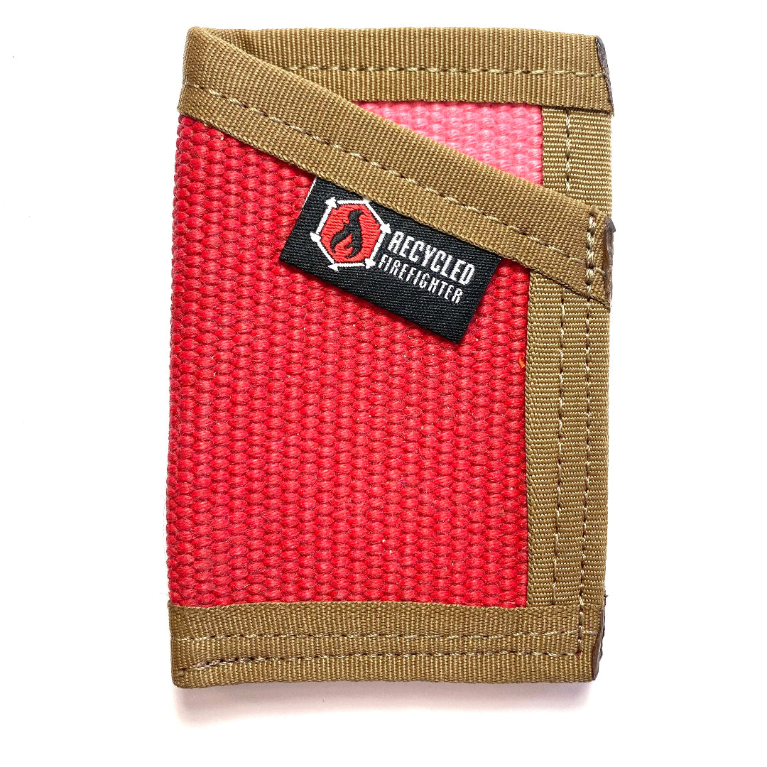 the sergeant wallet red and coyote recycledfirefighter with white background