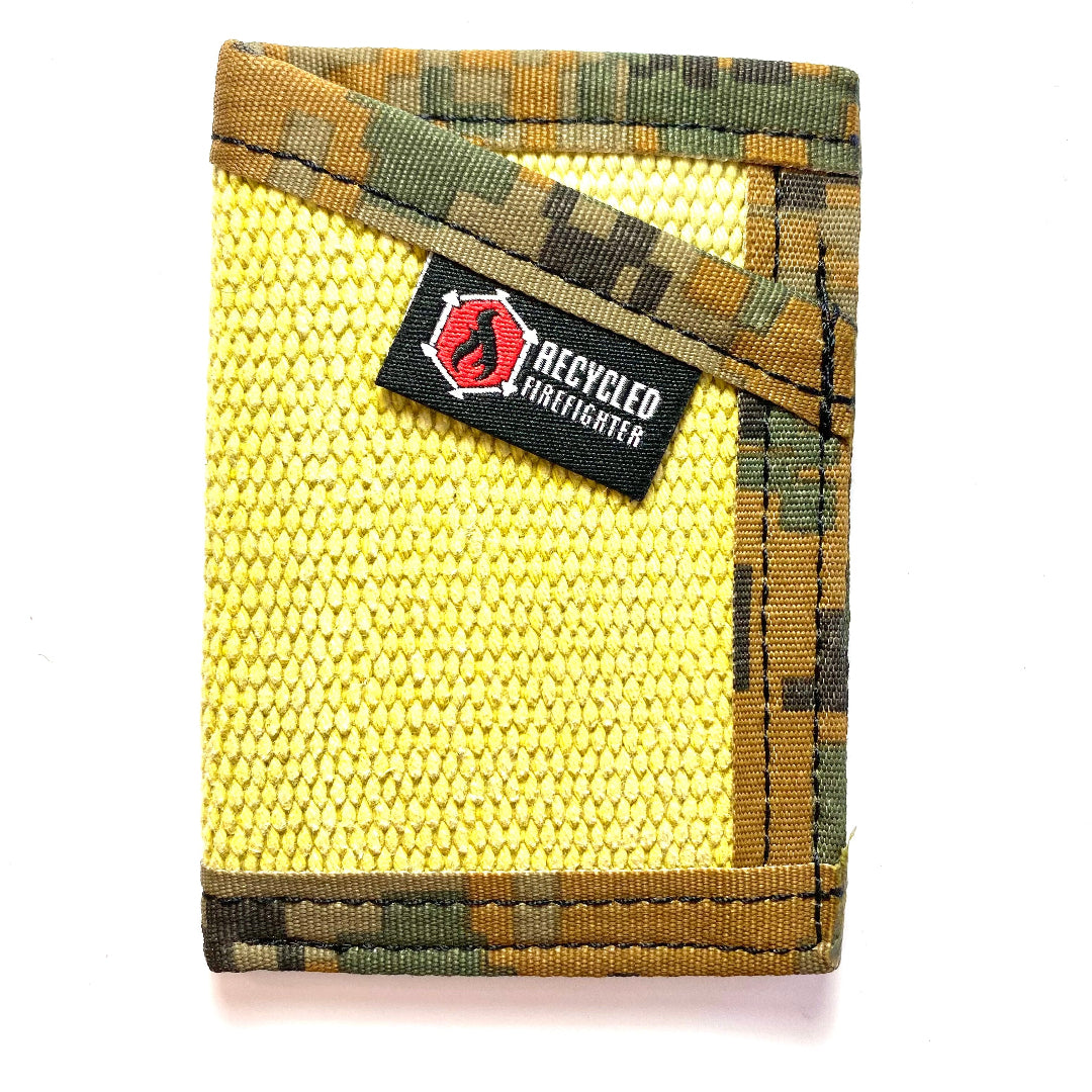 the sergeant wallet vintage yellow and marpat with white background recycledfirefighter