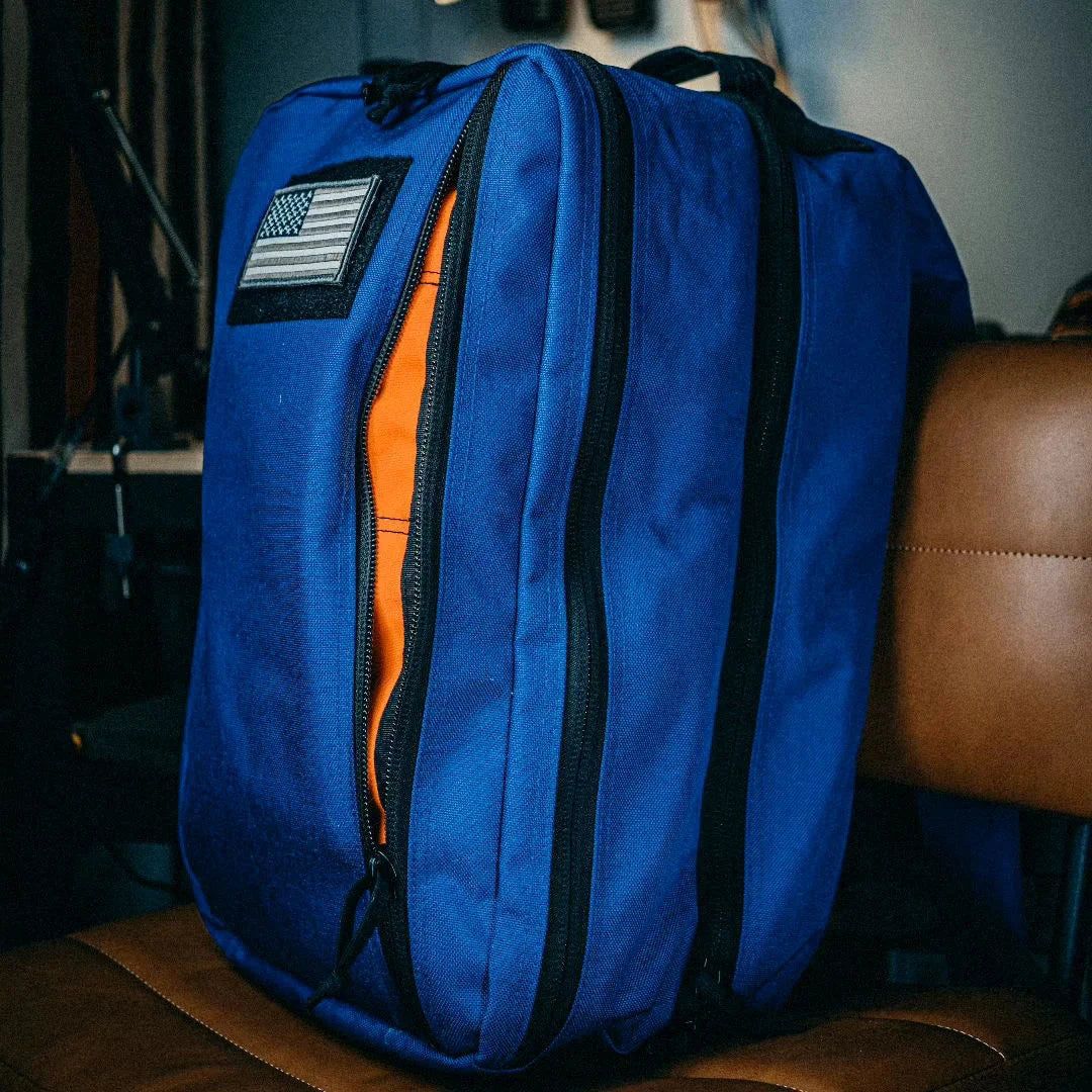 12 Hour Plus Backpack from Recycled Firefighter featuring 12 hr plus royal blue. Durable gear designed for first responders and tactical professionals.