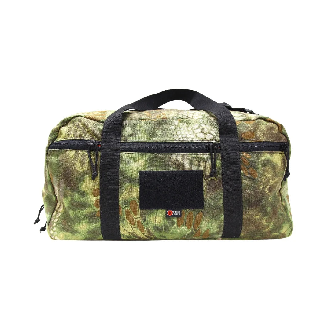 72-Hour 1000D Cordura Duffle Bag in mandrake by Recycled Firefighter. Durable professional gear for tactical applications.