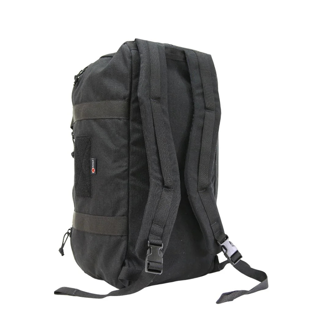 Recycled Firefighter Adjustable Tactical Utility Strap in classic Black heavy-duty nylon webbing with secure metal swivel snap hooks.