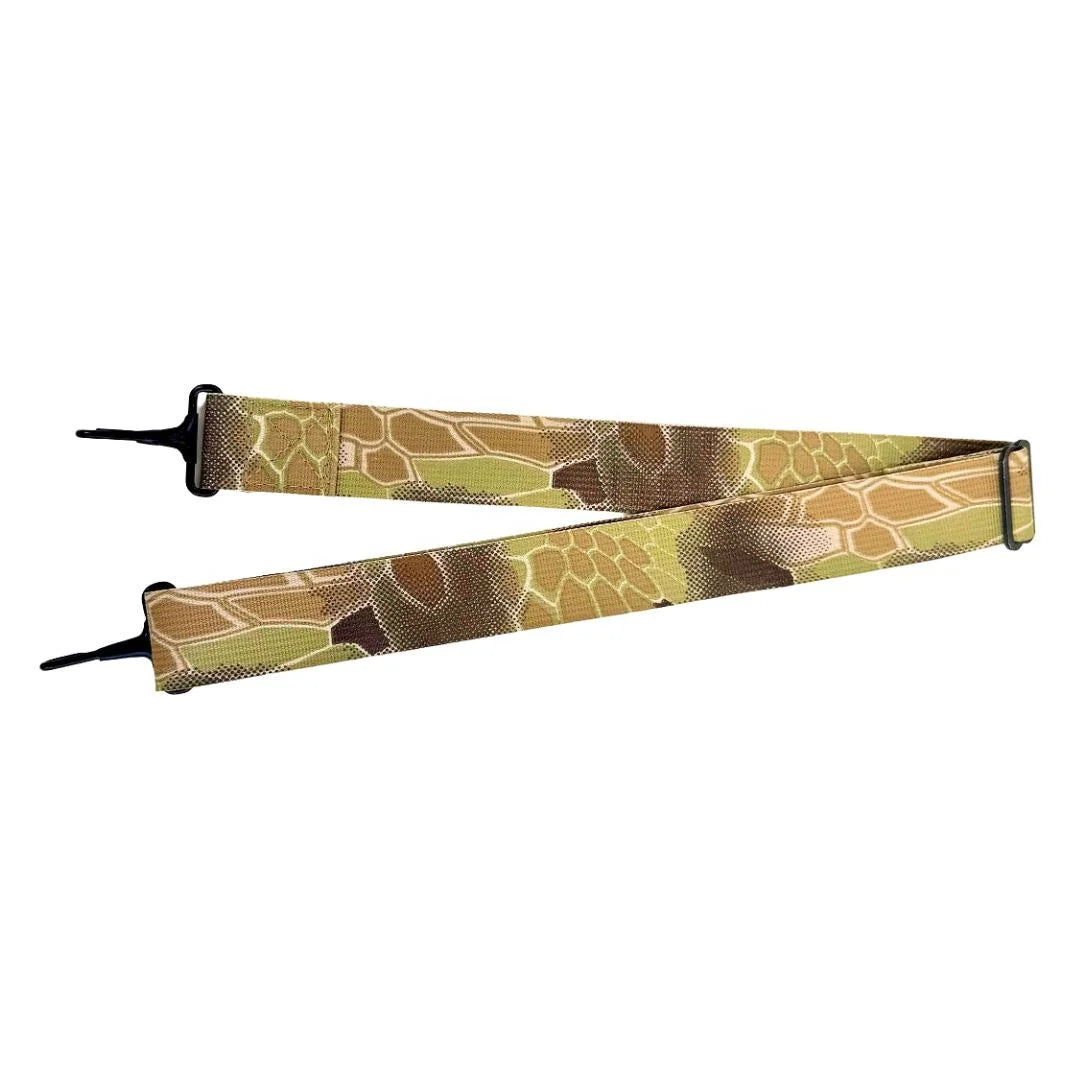 Adjustable Tactical Utility Strap by Recycled Firefighter featuring Kryptek Highlander camo webbing and a military-grade sliding tri-glide adjuster.