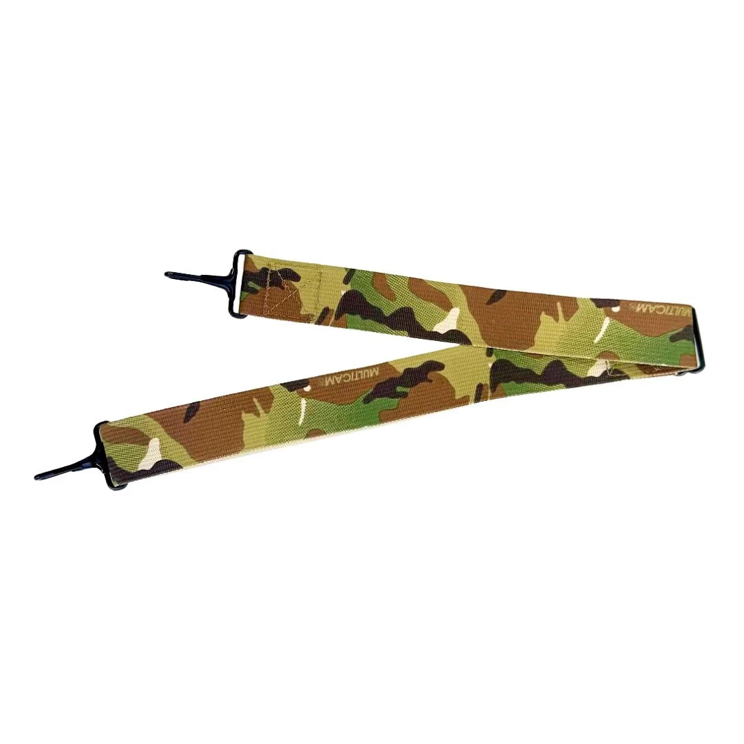 Recycled Firefighter Multicam Adjustable Tactical Utility Strap with 40-inch maximum length for versatile EDC and duffel bag use.