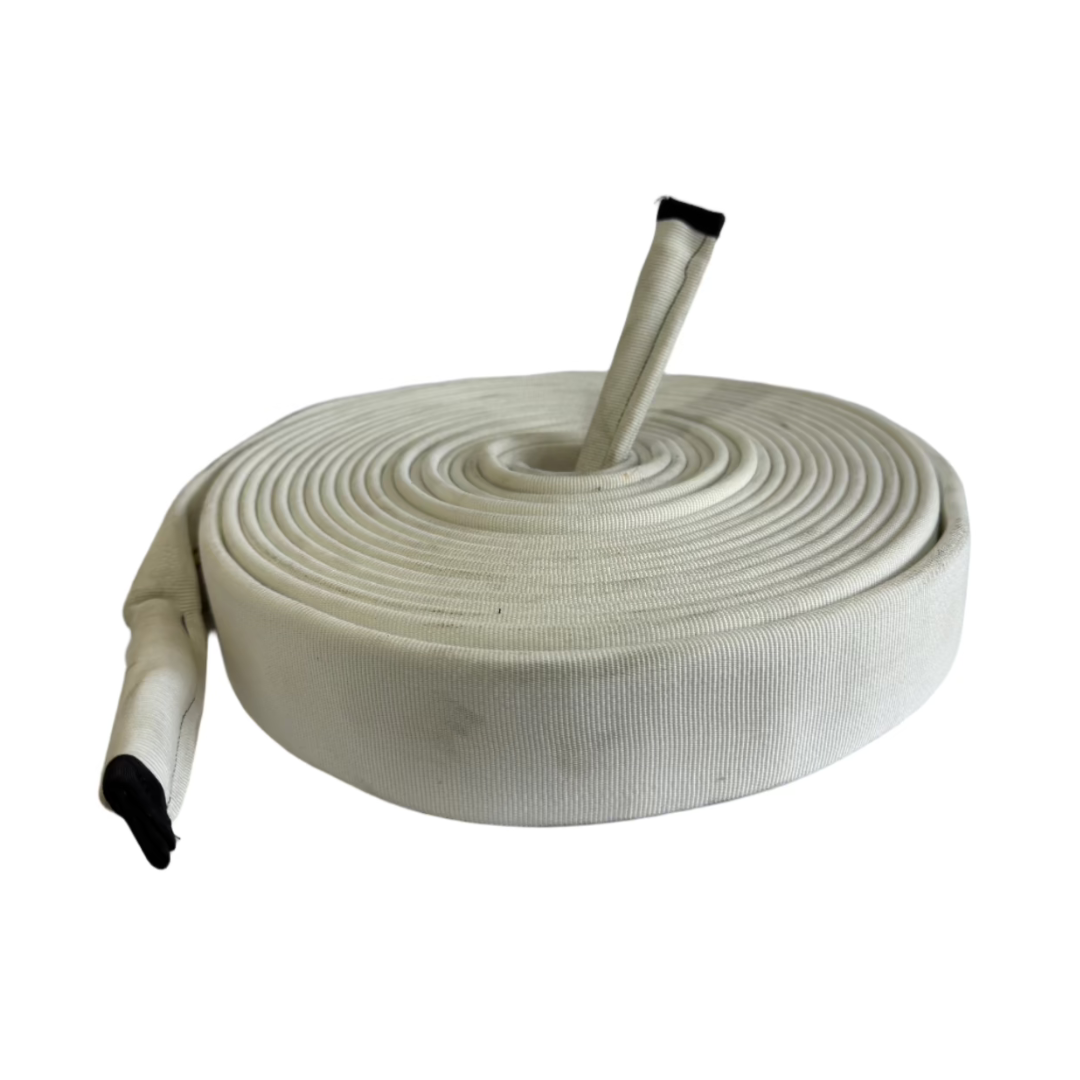 Battle Rope Recruite Rope 50FT A rolled-up white battle rope with wooden handles, showing the texture and material from Recycled Firefighter