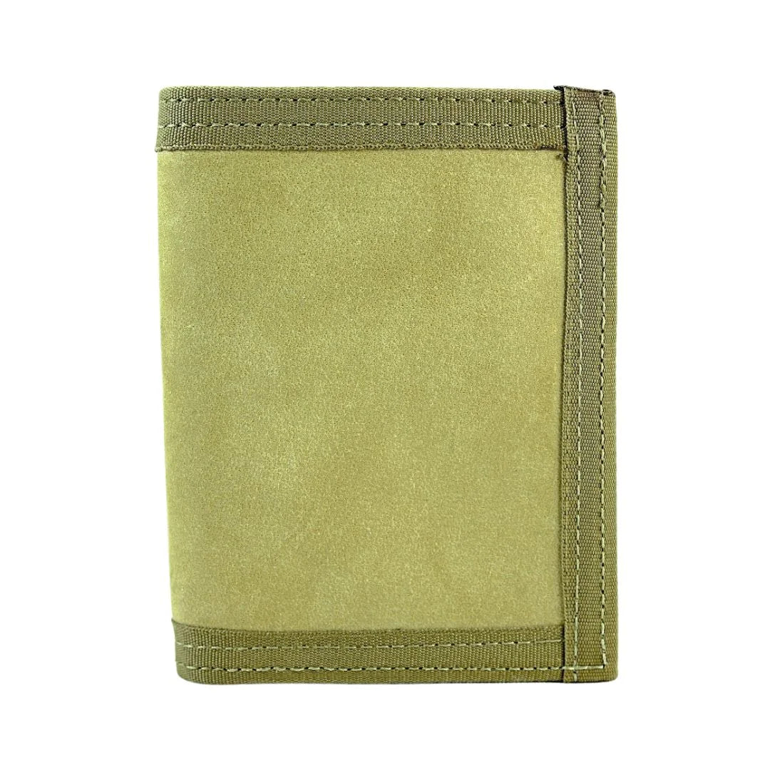 Captain Wallet Combat Leather from Recycled Firefighter featuring coyote combat leather - multicam interior. Durable gear designed for first responders and tactical professionals.