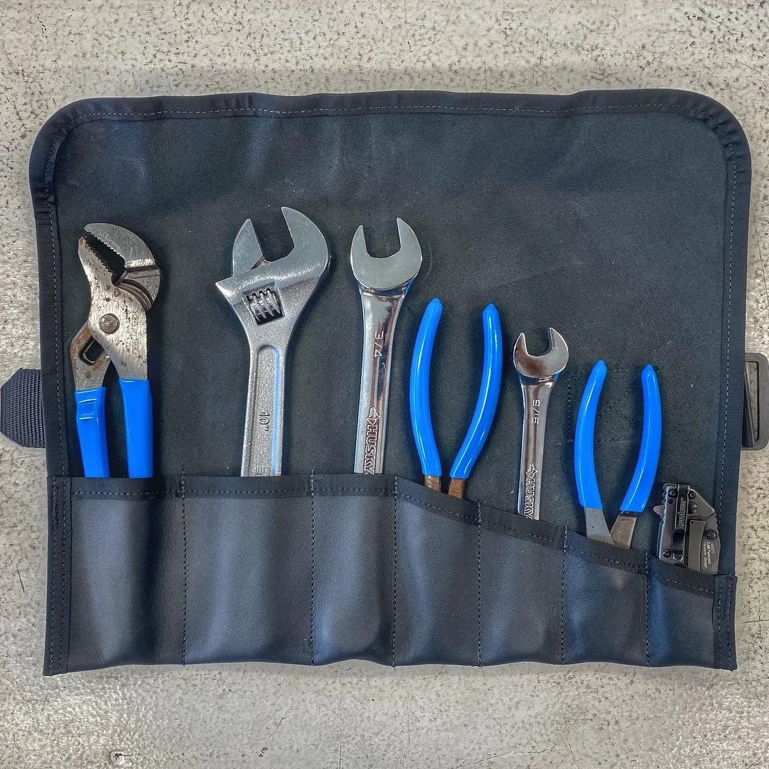 leather black black Combat Leather Tool Roll by Recycled Firefighter. Quality tactical gear celebrating first responder heritage.