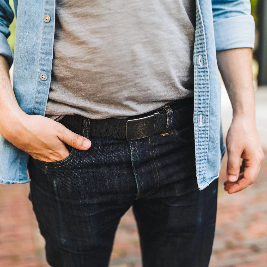 black Double Layer EDC Belt from Recycled Firefighter. Professional tactical construction for everyday operations.