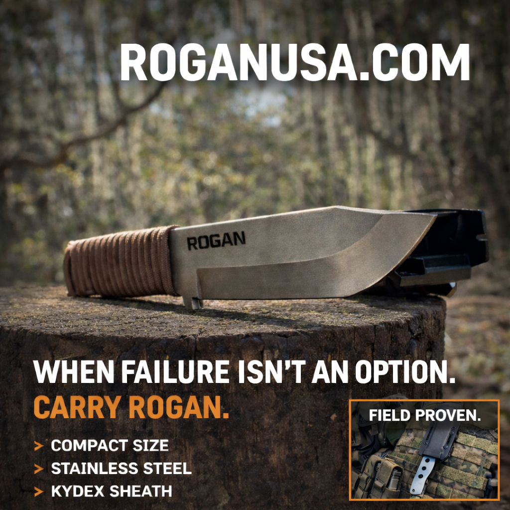 ROGAN Field Knife - RECON (Comes with sheath and belt clip.)