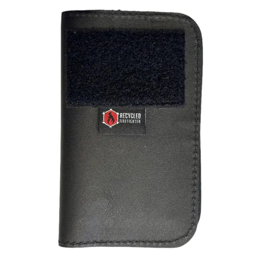 Recycled Firefighter's Field Notes Wallet in leather black. Built tough for demanding professional and tactical applications.