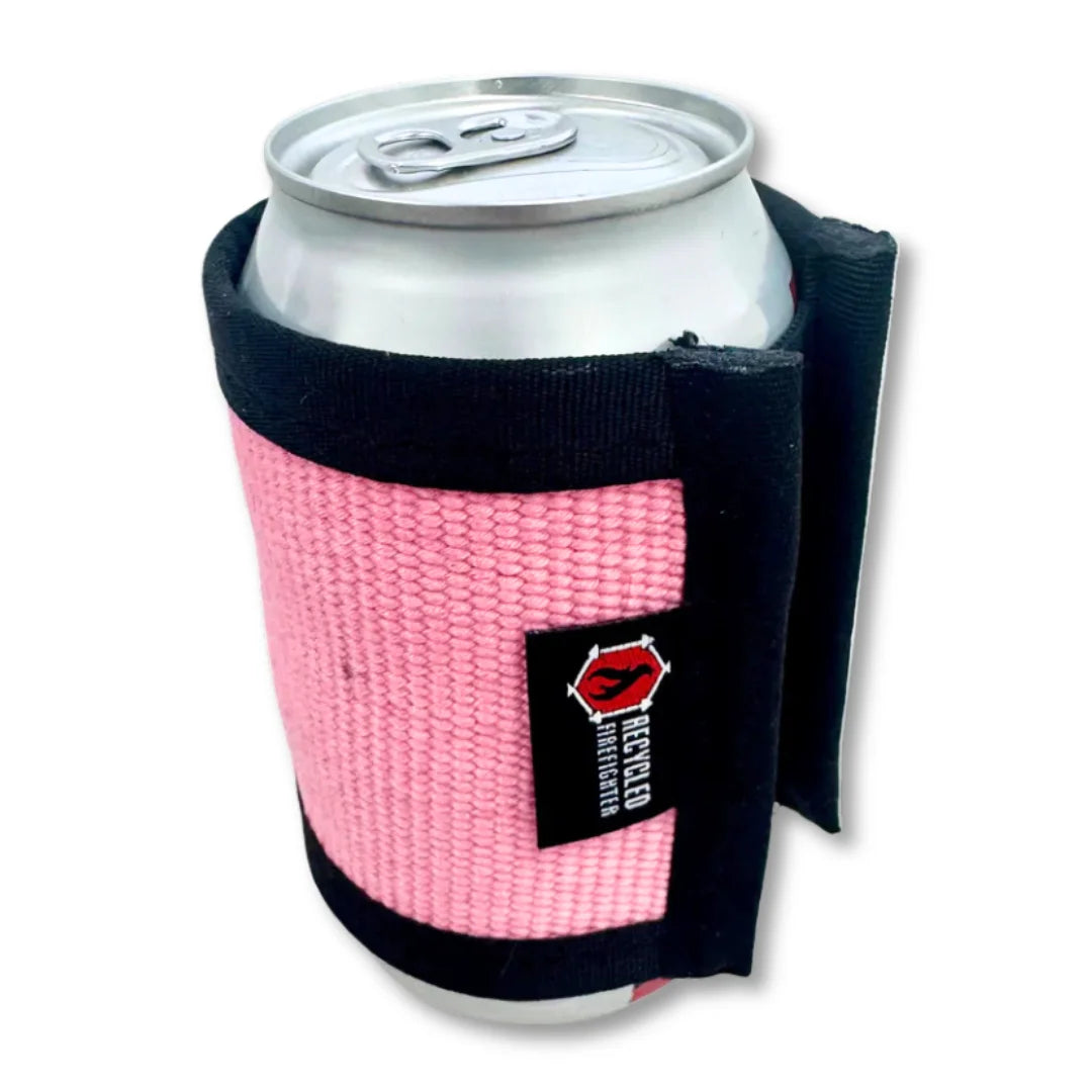 Pink Fire Hose Drink Sleeve by Recycled Firefighter. Unique color choice provides beverage temperature protection.