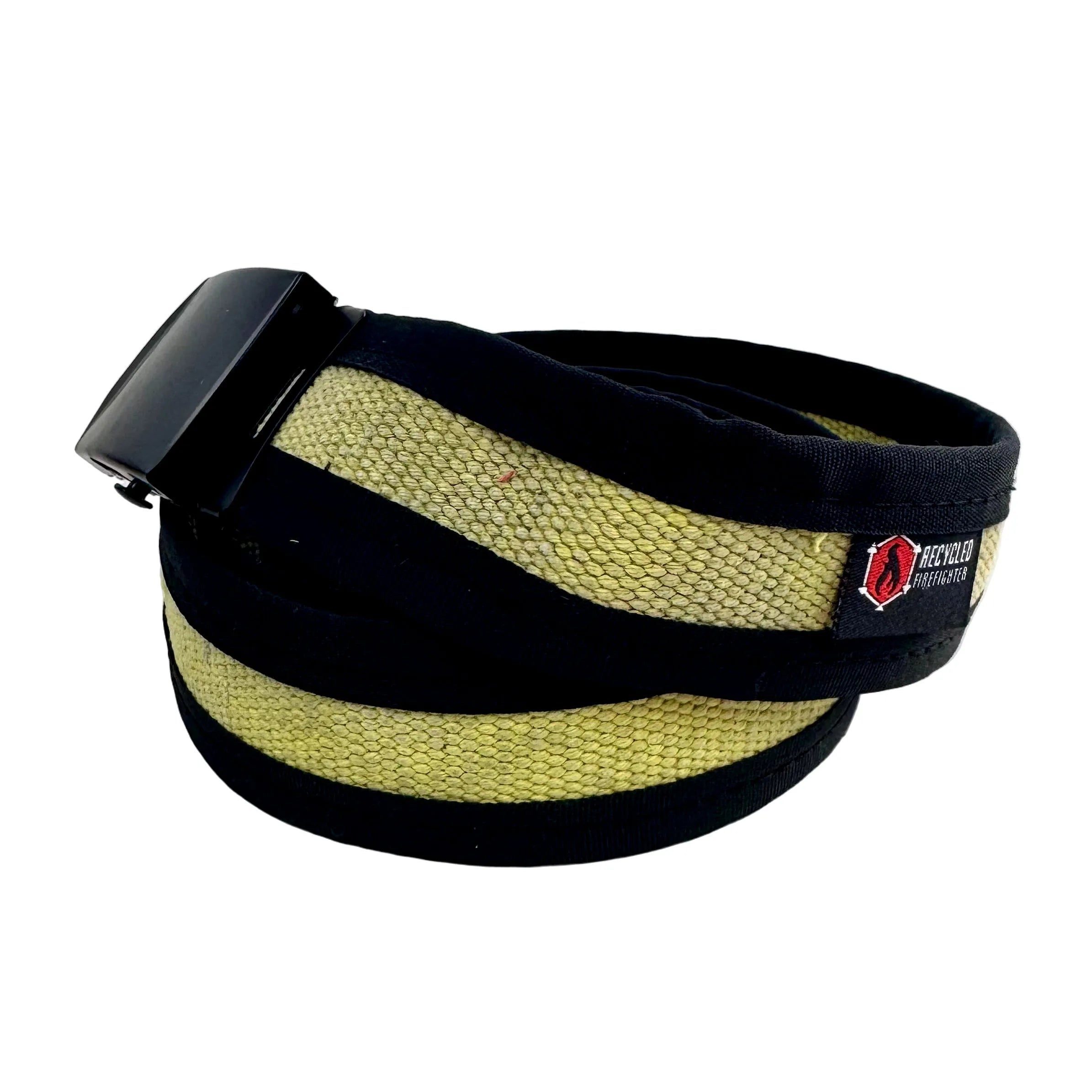 Recycled Firefighter's Fire Hose EDC Belt in vintage yellow. Built tough for demanding professional and tactical applications.