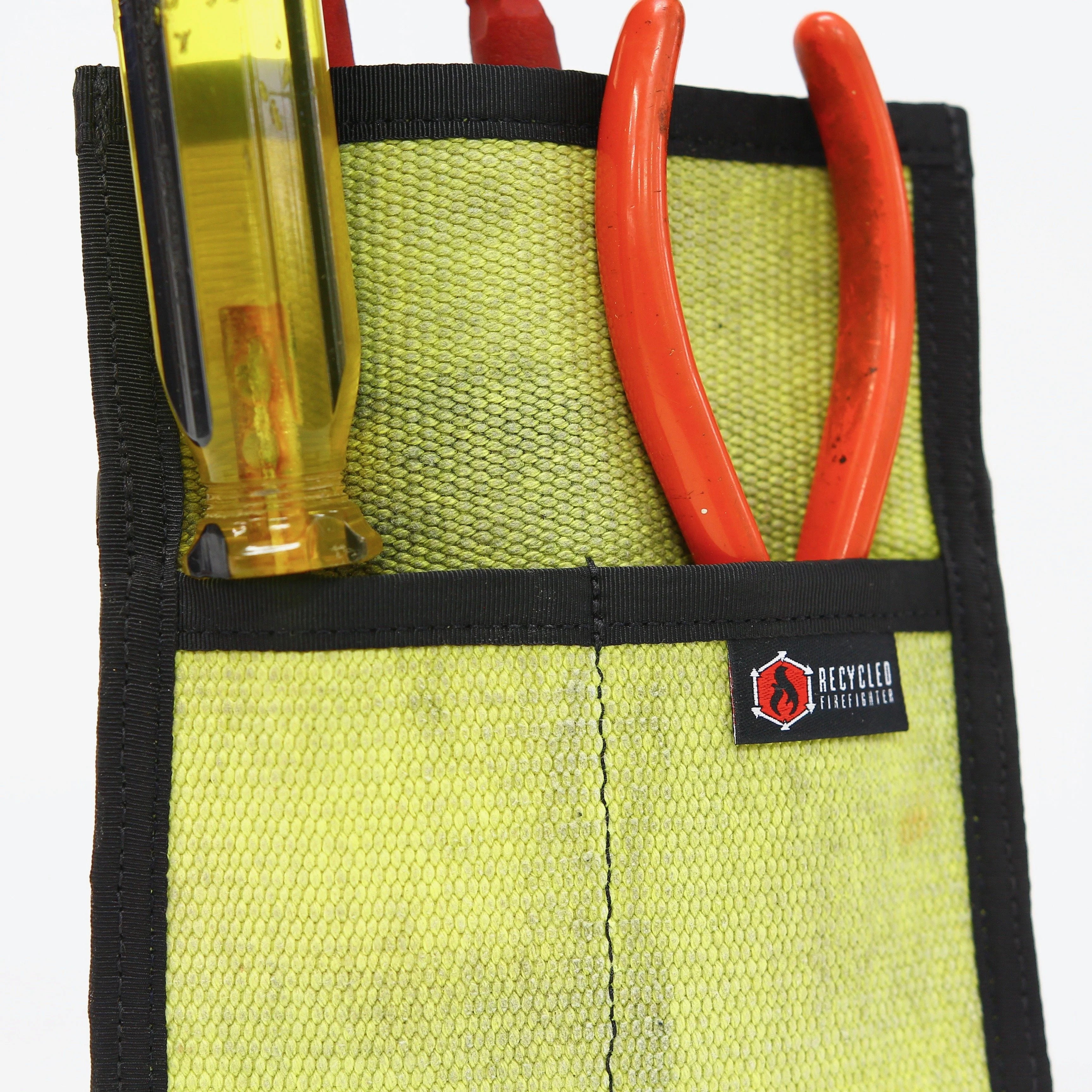 Recycled Firefighter yellow & black Fire Hose Tool Pouch. Professional-grade tactical construction for daily operations.