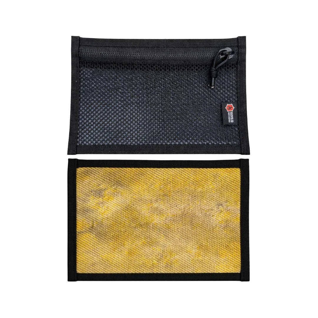 Flat EDC Pouch Firehose in calico & black by Recycled Firefighter. Durable professional gear for tactical applications.