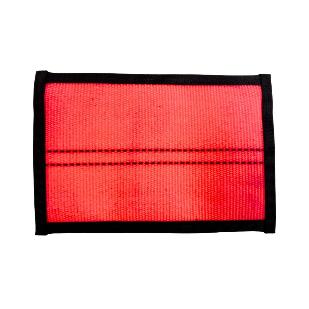 The red & black Flat EDC Pouch Firehose from Recycled Firefighter. Tactical quality meets professional design standards.