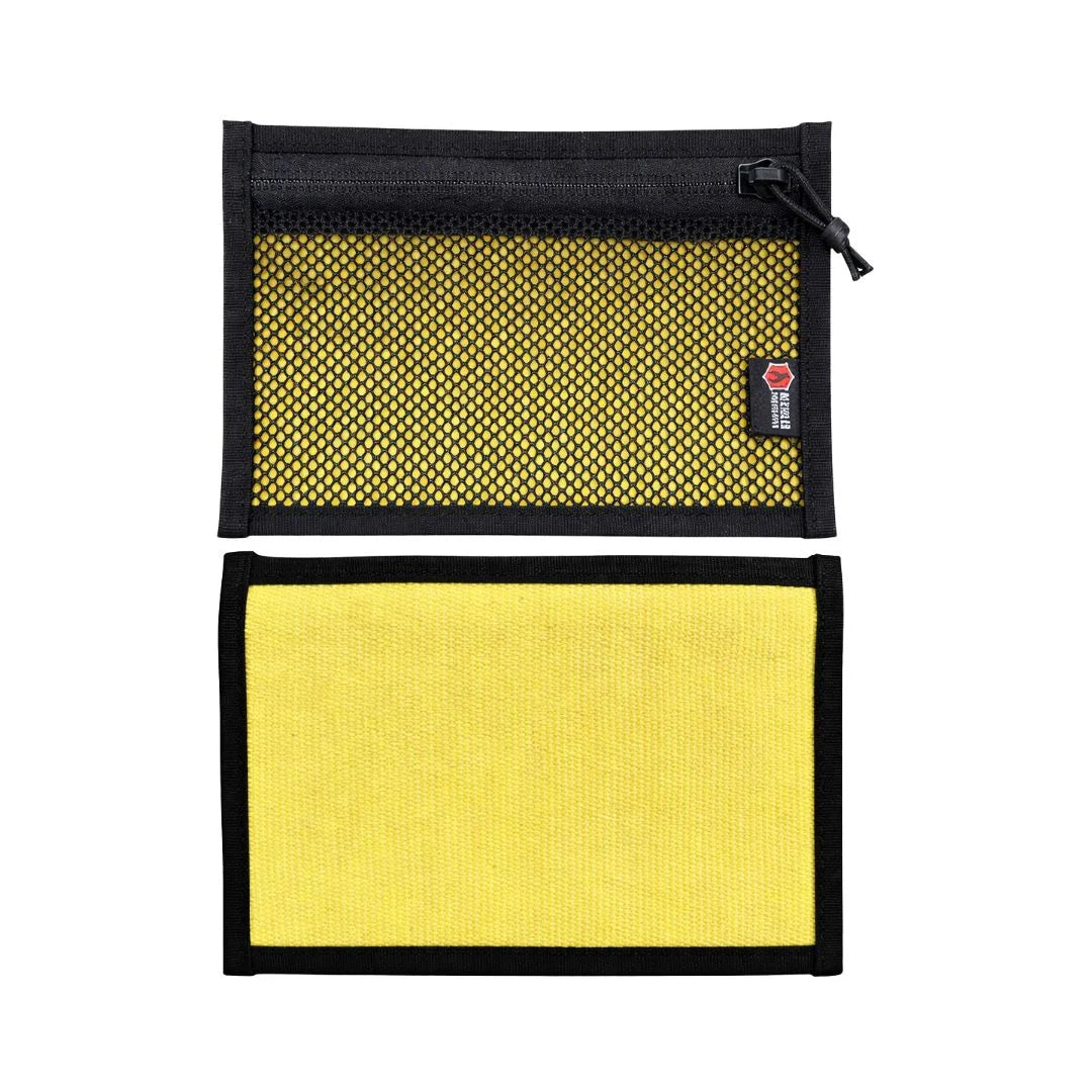 vintage yellow & black Flat EDC Pouch Firehose from Recycled Firefighter. Professional tactical construction for everyday operations.