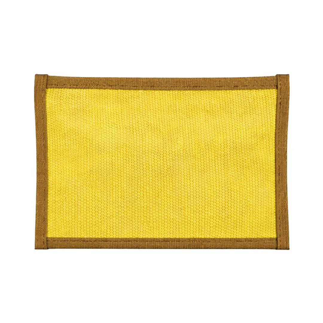 The Flat EDC Pouch Firehose in vintage yellow & coyote by Recycled Firefighter. Tactical design meets professional durability standards.