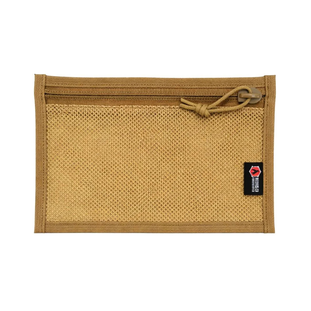 The Flat EDC Pouch Firehose in vintage yellow & coyote by Recycled Firefighter. Tactical design meets professional durability standards.