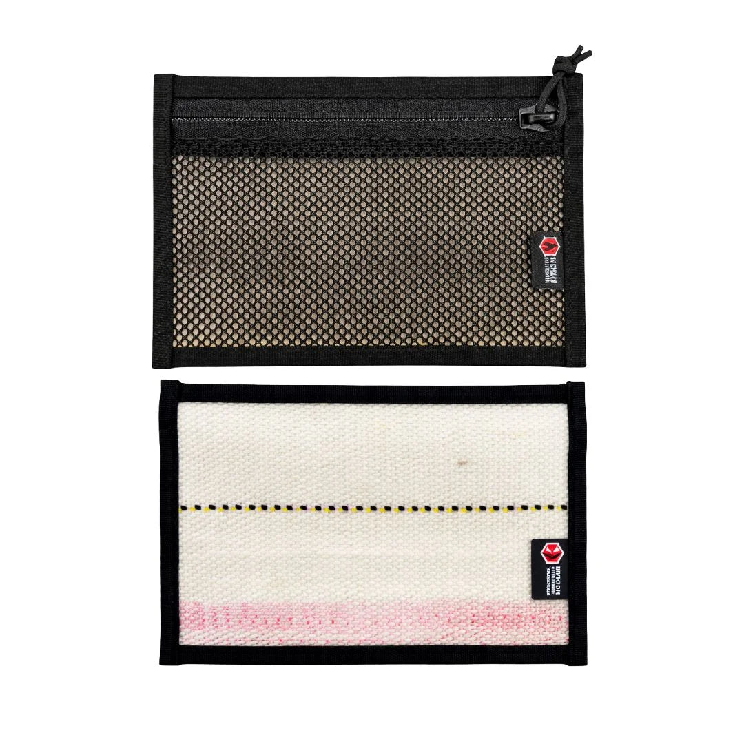 Professional Flat EDC Pouch Firehose featuring white & black by Recycled Firefighter. Honors first responder service with durability.