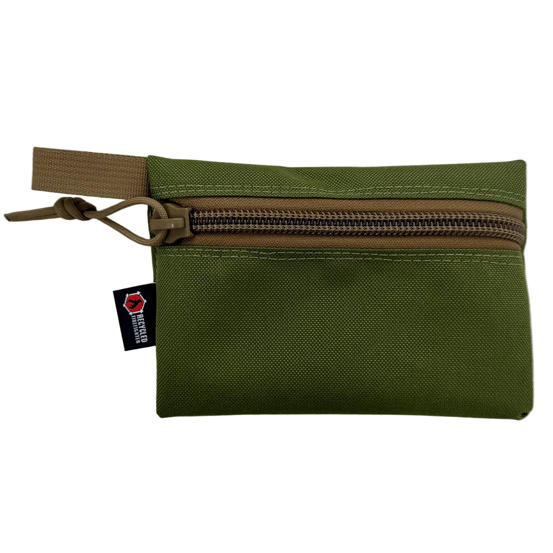 olive drab & coyote Flat Zippered Gear Pouch Medium by Recycled Firefighter. Quality tactical gear celebrating first responder heritage.