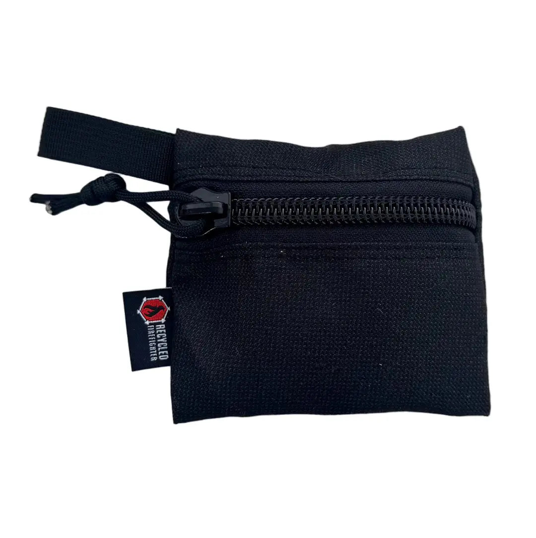 Recycled Firefighter's Flat Zippered Gear Pouch Small in MSA Bunker Gear - Black and Black. Built tough for demanding professional and tactical applications.