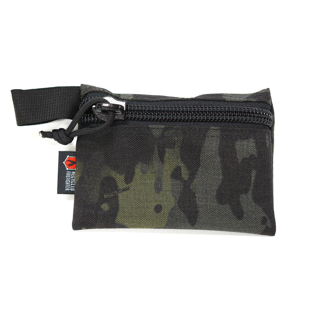 Recycled Firefighter Flat Zippered Gear Pouch Small featuring Multicam Black. Durable construction honors service with professional quality.
