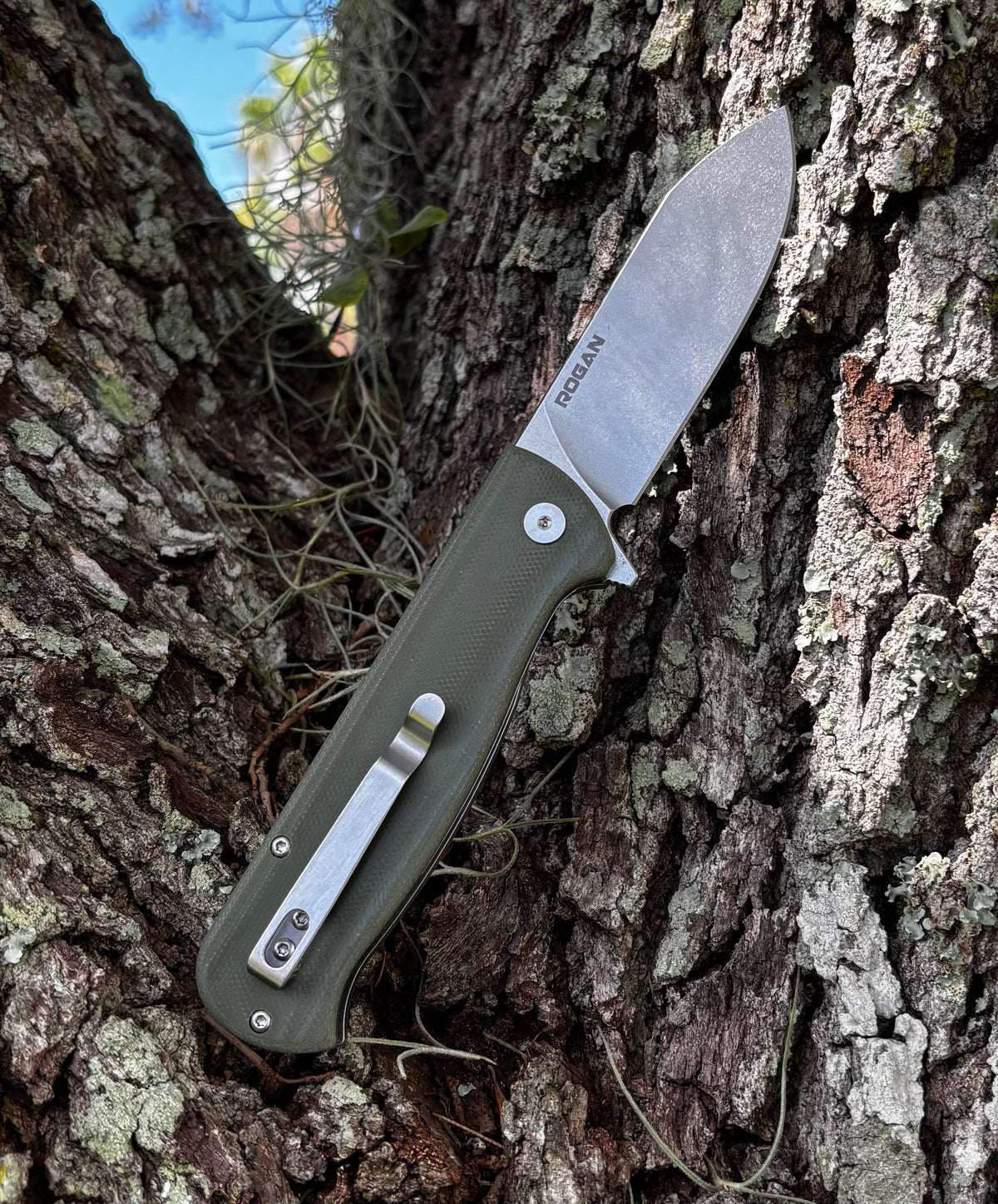 RHINO Folding Knife (Stonewash/ OD Green)