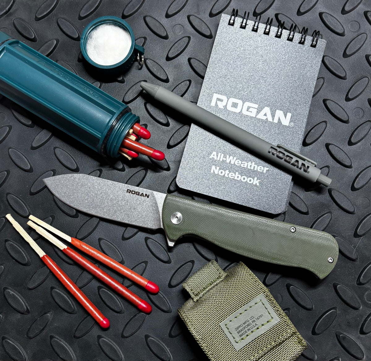 RHINO Folding Knife (Stonewash/ OD Green)