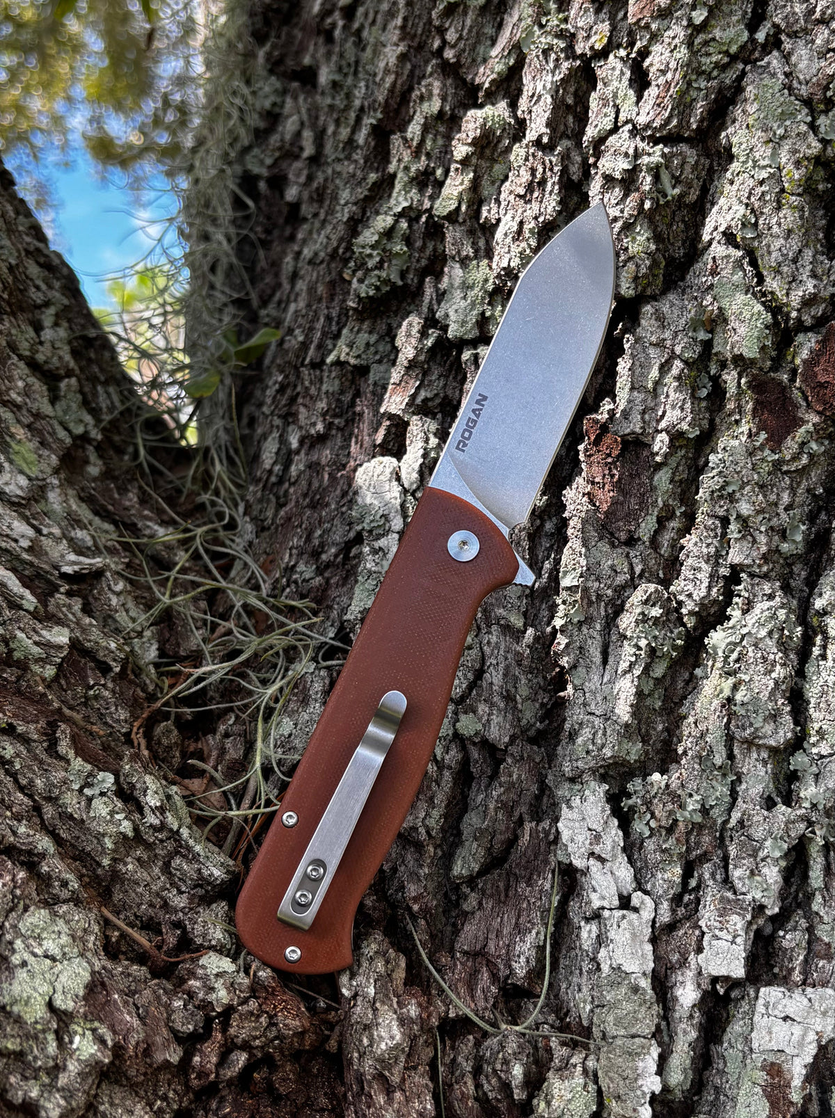 RHINO Folding Knife (Stonewash/ Brown)