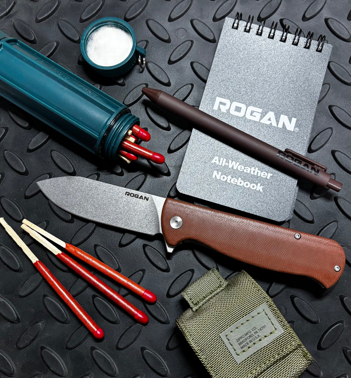 RHINO Folding Knife (Stonewash/ Brown)