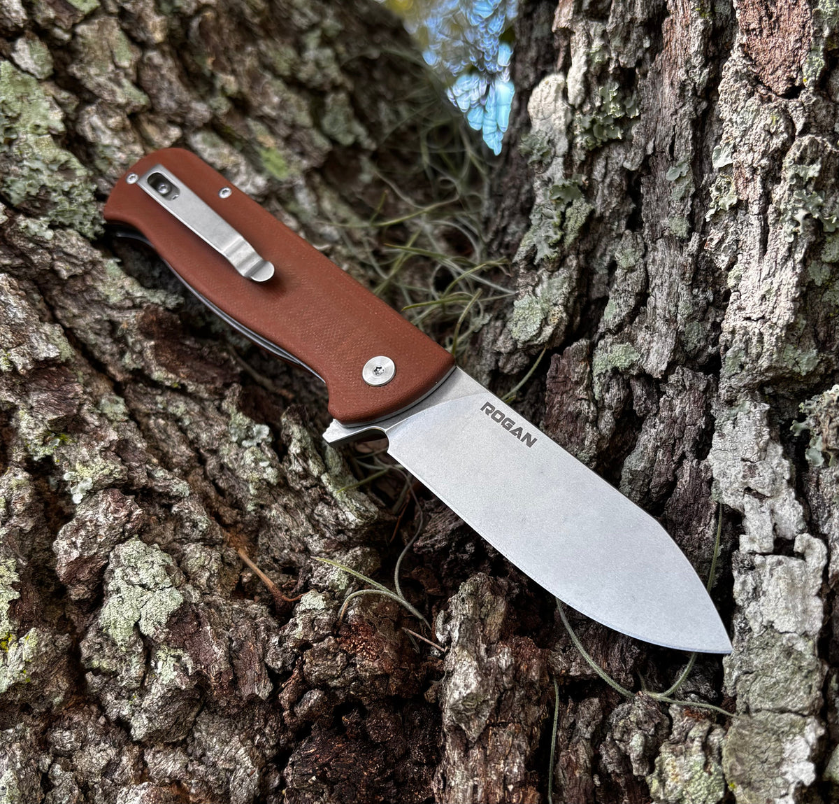 RHINO Folding Knife (Stonewash/ Brown)