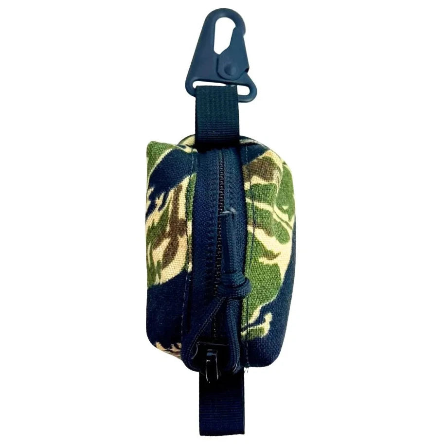 Woodland Tigerstripe camouflage Hot Shot Keychain Pouch designed for tactical gear organization by Recycled Firefighter.