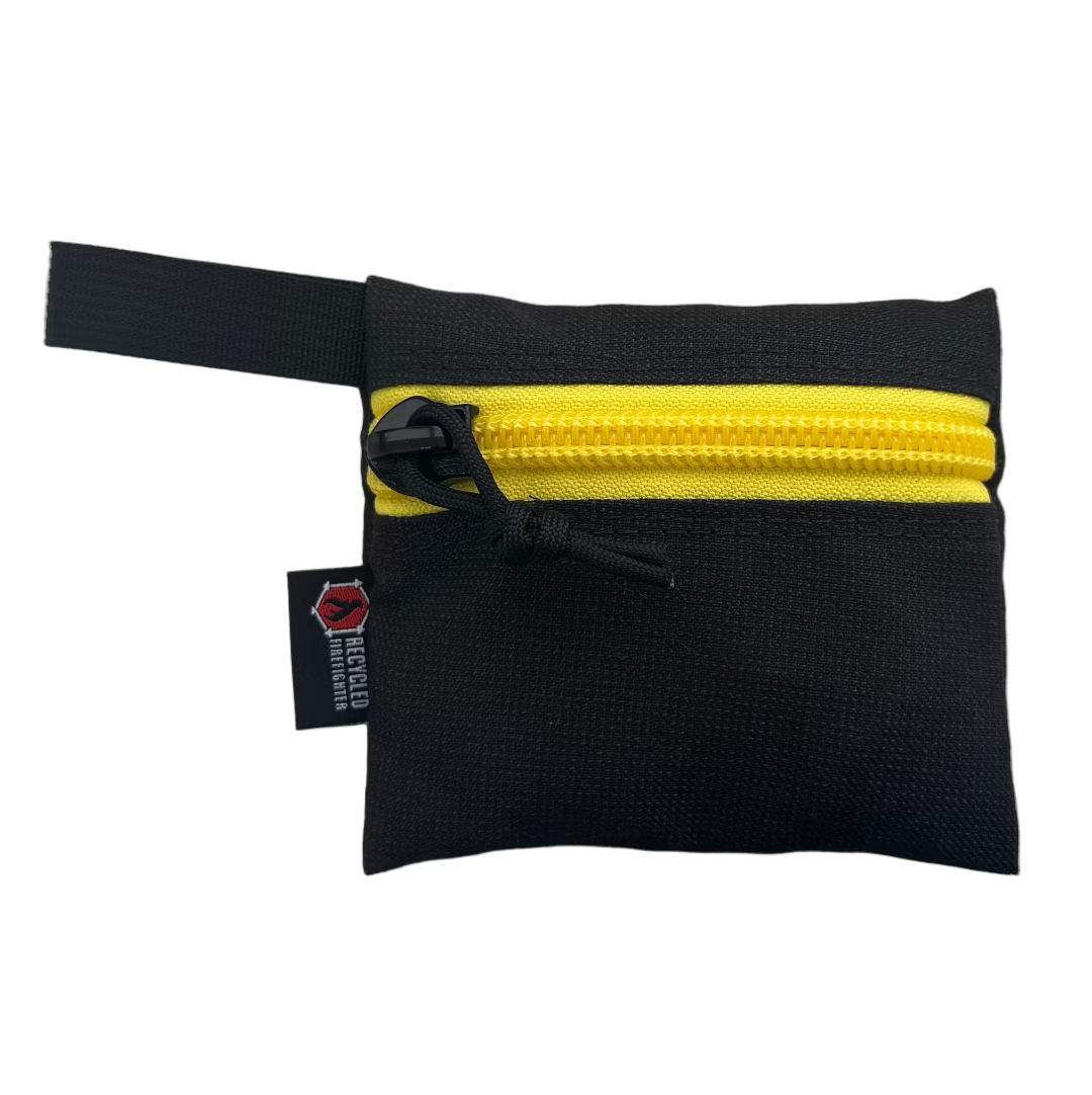 MSA Bunker Gear - Black & Yellow  Flat Zippered Gear Pouch - Small  Recycled Firefighter