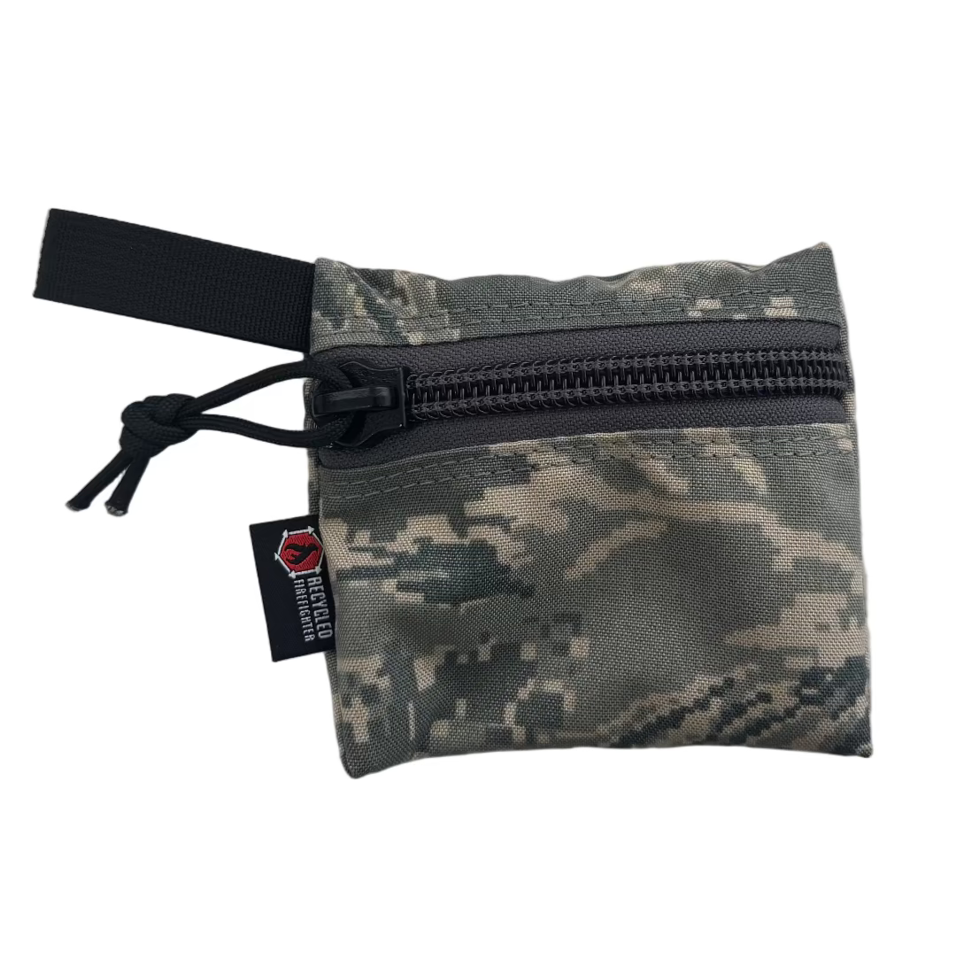 Digital Tiger Stripe  Flat Zippered Gear Pouch - Small  Recycled Firefighter