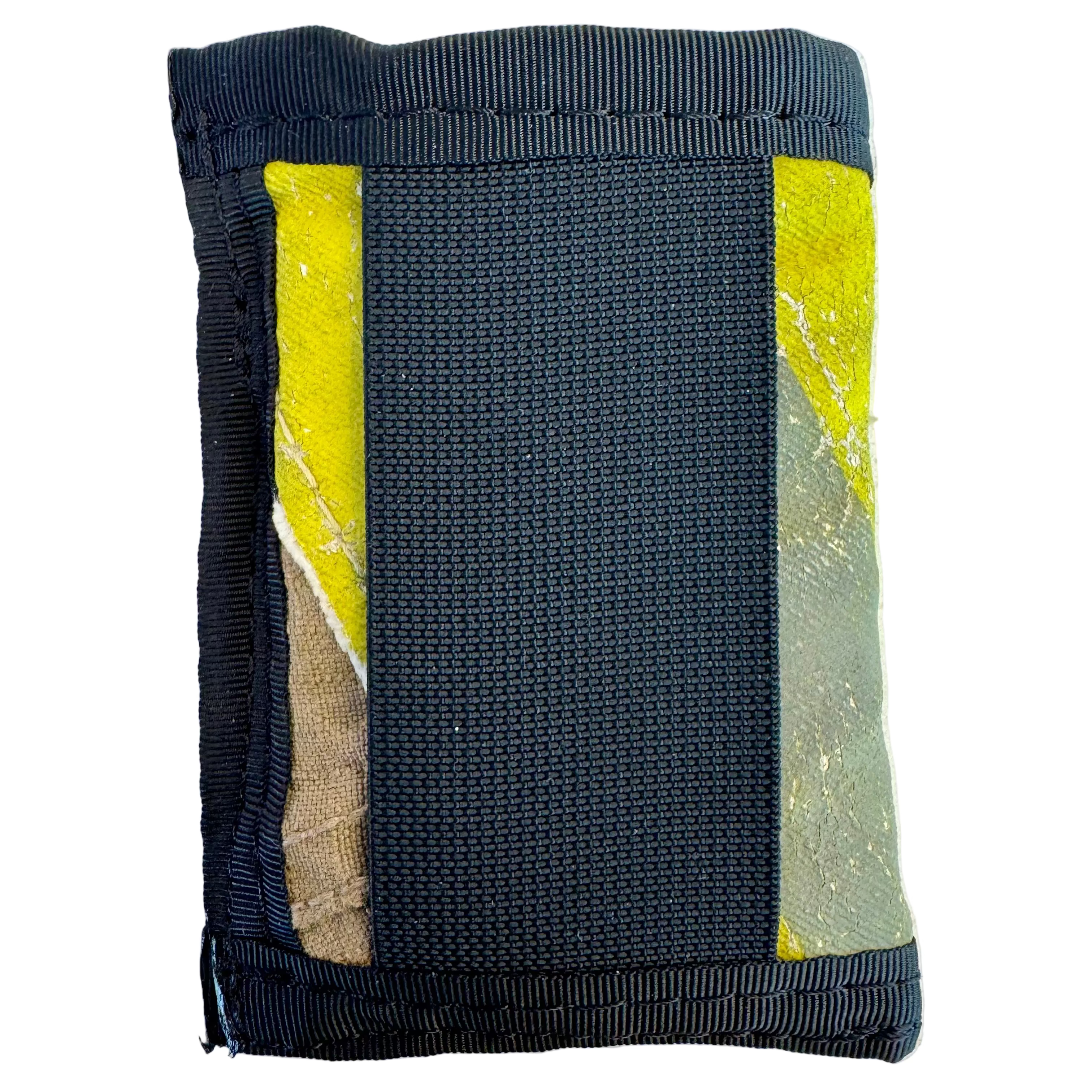 Sergeant Wallet Bunker Gear Edition profile view — minimalist front-pocket carry from upcycled firefighter turnout gear.