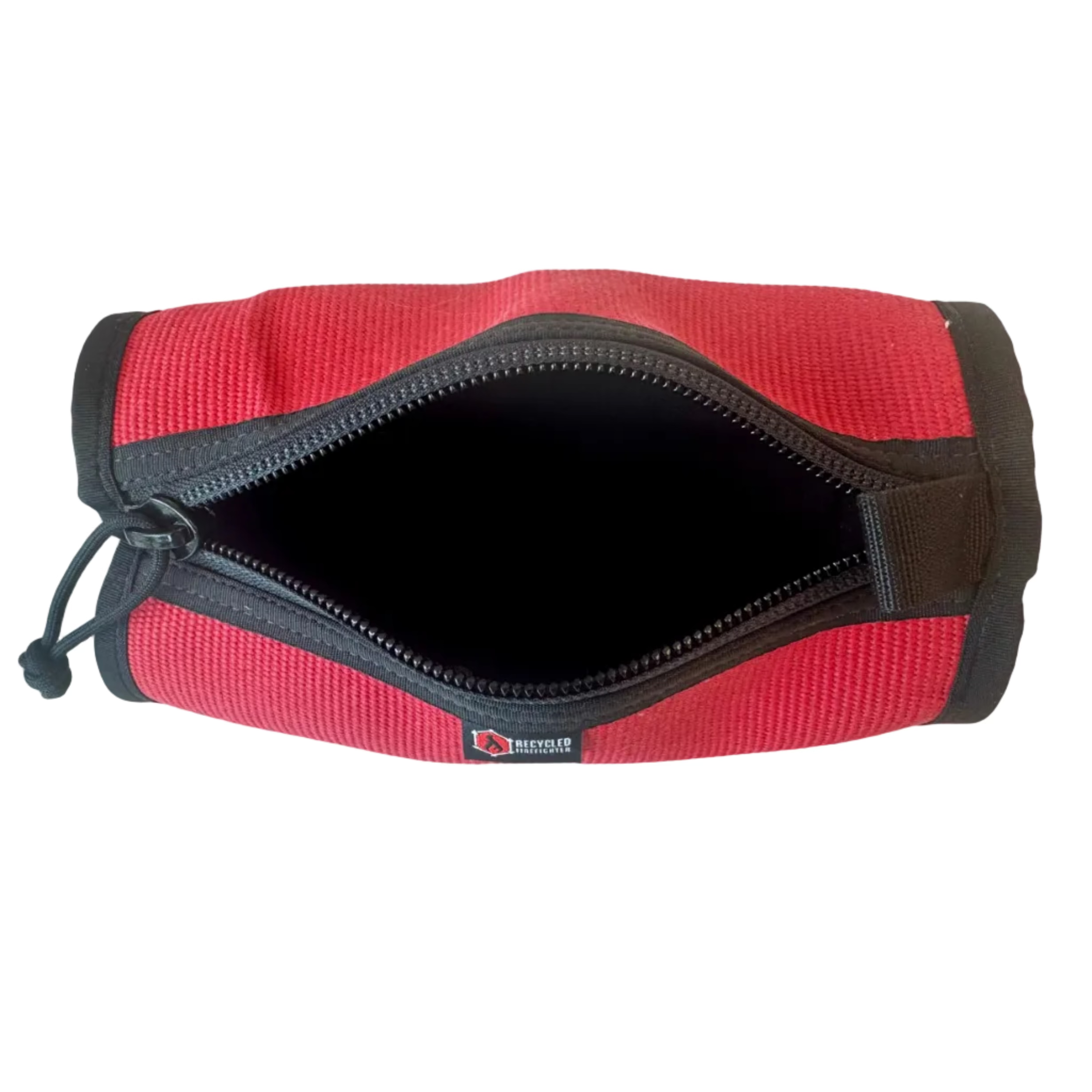 Fire Hose Dopp Kit by Recycled Firefighter — alternate product view of the rugged toiletry bag from authentic decommissioned fire hose with #10 YKK zipper.