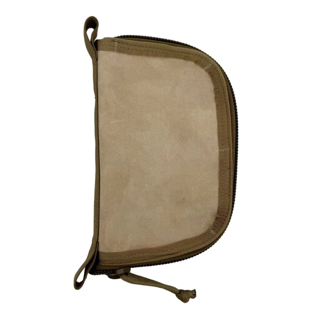 The Tan Leather and Coyote edition Major Dopp Bag Small from Recycled Firefighter. Tactical quality designed for demanding professionals.