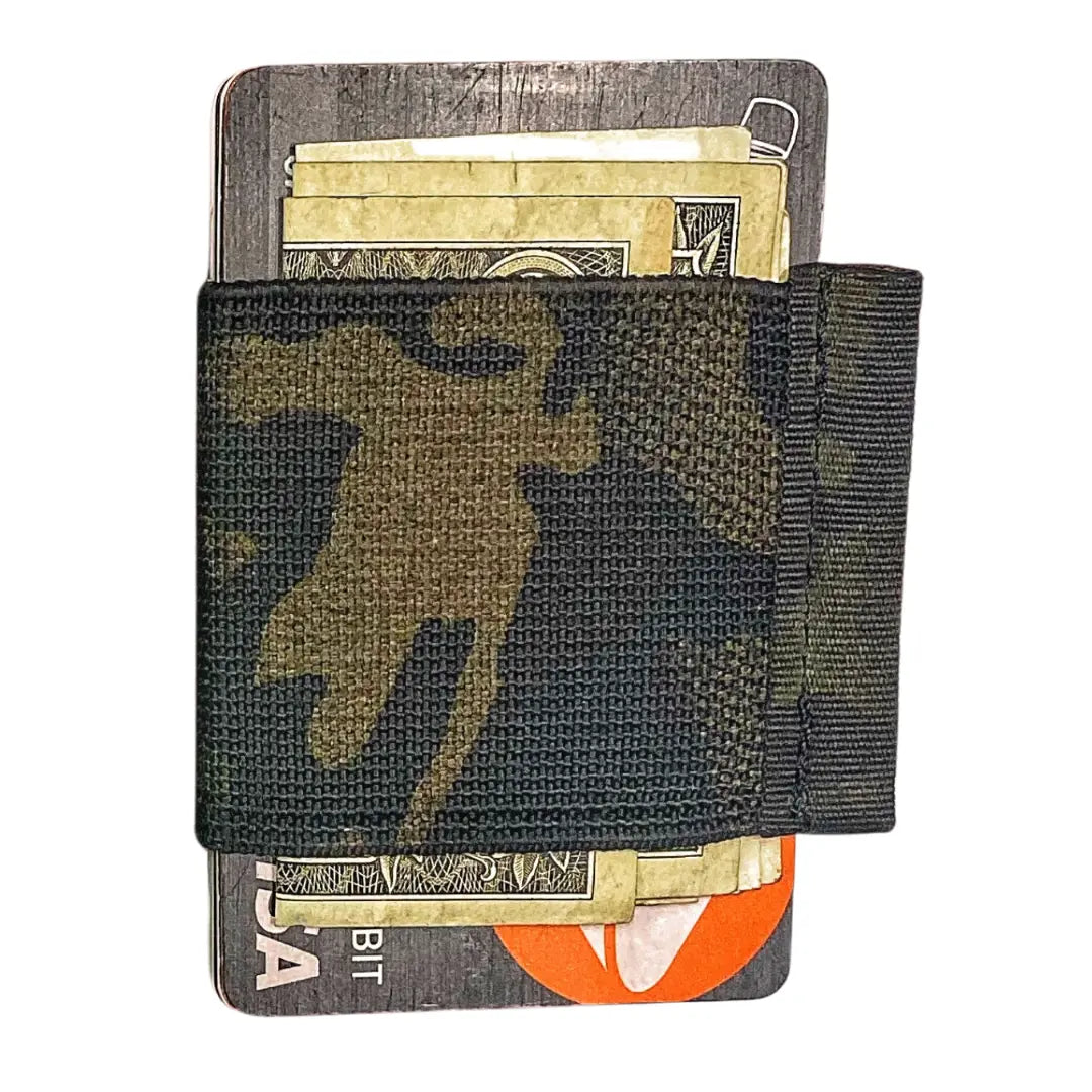Minimalist Elastic Card Band Wallet by Recycled Firefighter - multicamblk. Reliable tactical gear for professional daily operations.