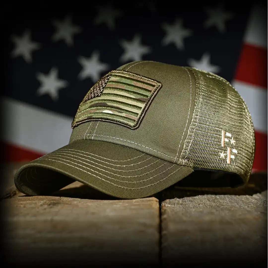 MultiCam Flag Patch OD Green Ball Cap