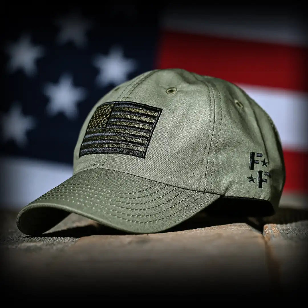 Ranger Green Ripstop Full Fabric American Flag Range Hat