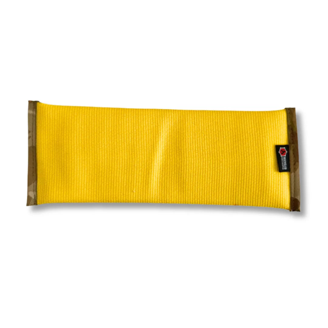 The Recycled Fire Hose Dog Fetch Toy XL in XL-YELLOW-DESERTCAM-12"X4.5" by Recycled Firefighter. Tactical design meets professional durability standards.