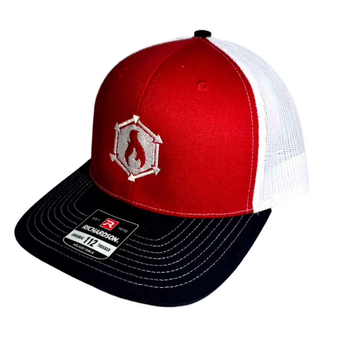 Professional-grade Recycled Firefighter Logo Hat in Red-White-Navy from Recycled Firefighter. Quality tactical design for first responders.