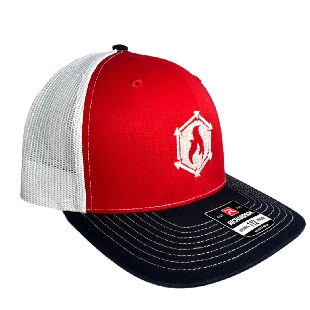 Professional-grade Recycled Firefighter Logo Hat in Red-White-Navy from Recycled Firefighter. Quality tactical design for first responders.