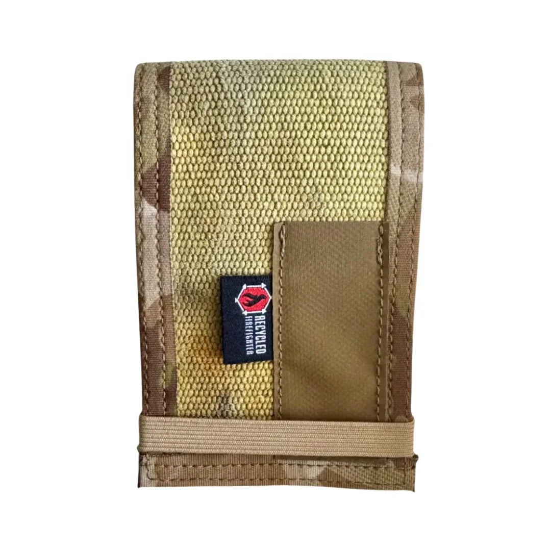 Recycled Firefighter Rite In The Rain Notebook Cover featuring Vintage Yellow and Multicam Arid. Durable construction honors service with professional quality.